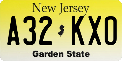 NJ license plate A32KXO