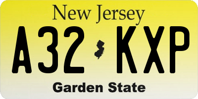 NJ license plate A32KXP