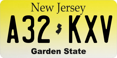 NJ license plate A32KXV