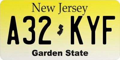 NJ license plate A32KYF