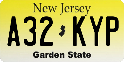 NJ license plate A32KYP