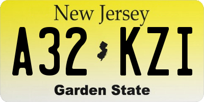 NJ license plate A32KZI
