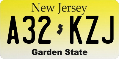 NJ license plate A32KZJ