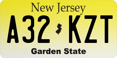 NJ license plate A32KZT