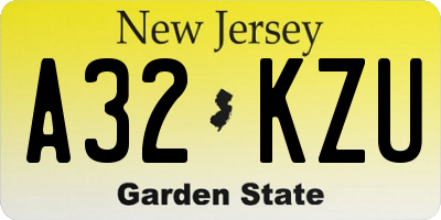 NJ license plate A32KZU