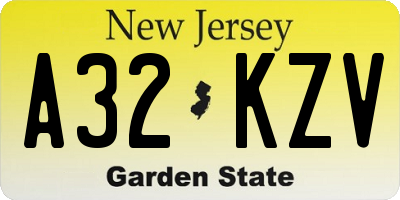NJ license plate A32KZV
