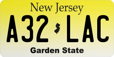 NJ license plate A32LAC