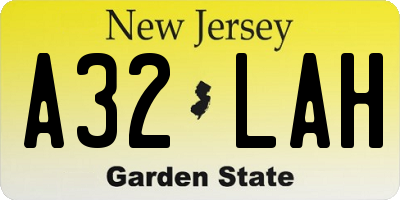 NJ license plate A32LAH