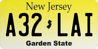 NJ license plate A32LAI