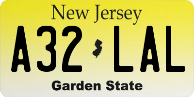 NJ license plate A32LAL