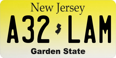 NJ license plate A32LAM