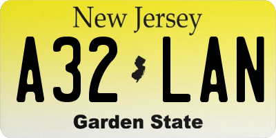 NJ license plate A32LAN