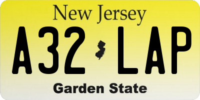 NJ license plate A32LAP