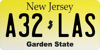 NJ license plate A32LAS