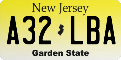 NJ license plate A32LBA