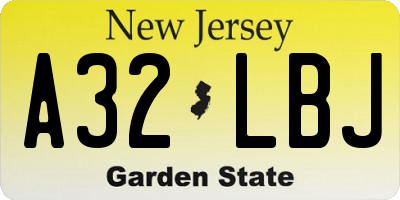 NJ license plate A32LBJ