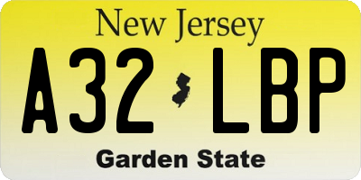 NJ license plate A32LBP