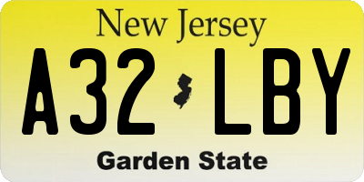 NJ license plate A32LBY