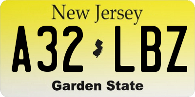 NJ license plate A32LBZ