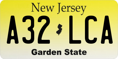 NJ license plate A32LCA