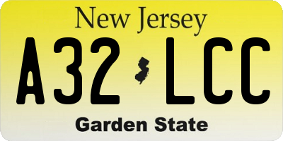 NJ license plate A32LCC