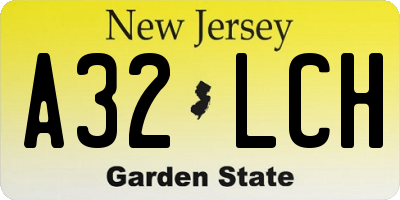 NJ license plate A32LCH