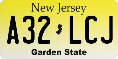 NJ license plate A32LCJ