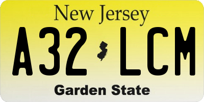 NJ license plate A32LCM