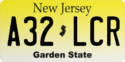NJ license plate A32LCR