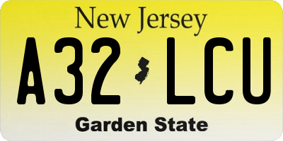 NJ license plate A32LCU