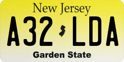NJ license plate A32LDA