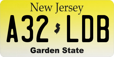 NJ license plate A32LDB
