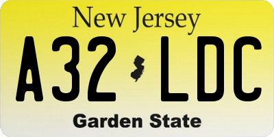 NJ license plate A32LDC