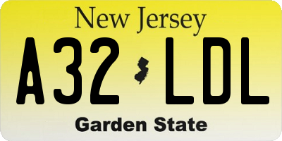 NJ license plate A32LDL