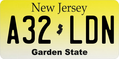 NJ license plate A32LDN