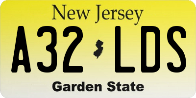 NJ license plate A32LDS