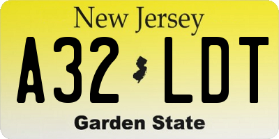 NJ license plate A32LDT