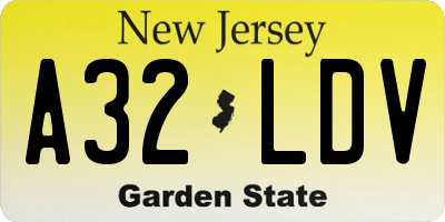 NJ license plate A32LDV