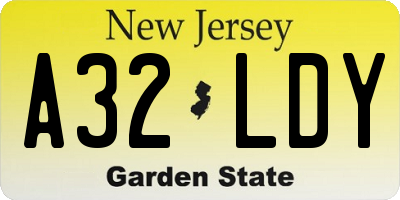NJ license plate A32LDY