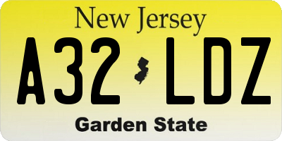 NJ license plate A32LDZ