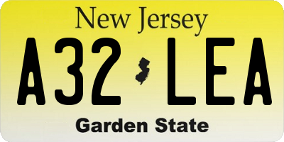 NJ license plate A32LEA