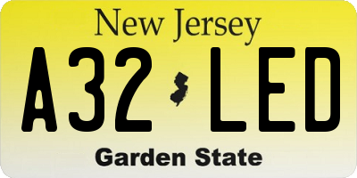 NJ license plate A32LED