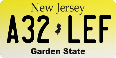 NJ license plate A32LEF