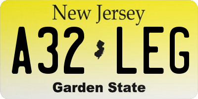 NJ license plate A32LEG