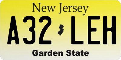 NJ license plate A32LEH