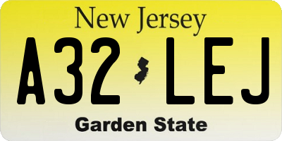 NJ license plate A32LEJ