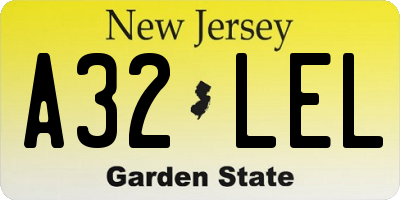 NJ license plate A32LEL
