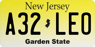 NJ license plate A32LEO