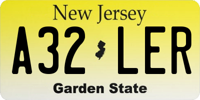 NJ license plate A32LER