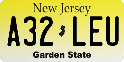 NJ license plate A32LEU